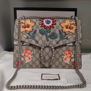 GG Supreme Monogram Python Flower Embroidered Large Dionysus Shoulder Bag